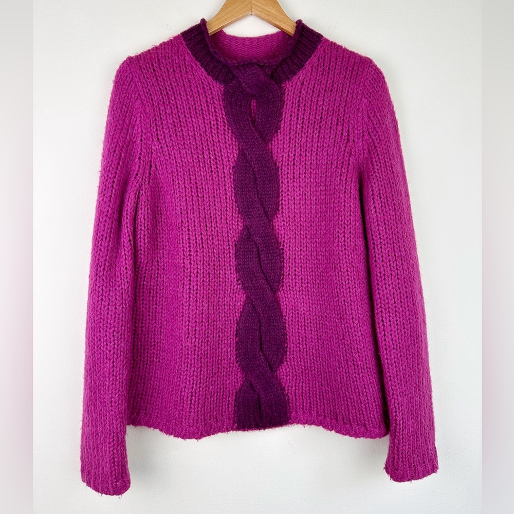L.L. Bean Magenta Mock Neck Mohair Blend Sweater